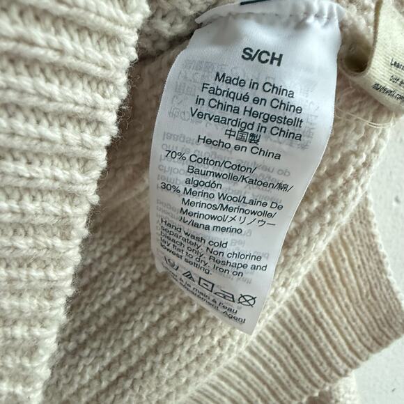 Madewell Sweater Ruffle Neck Pullover Merino Wool Blend Cream Ivory Knit Top S - Picture 8 of 8